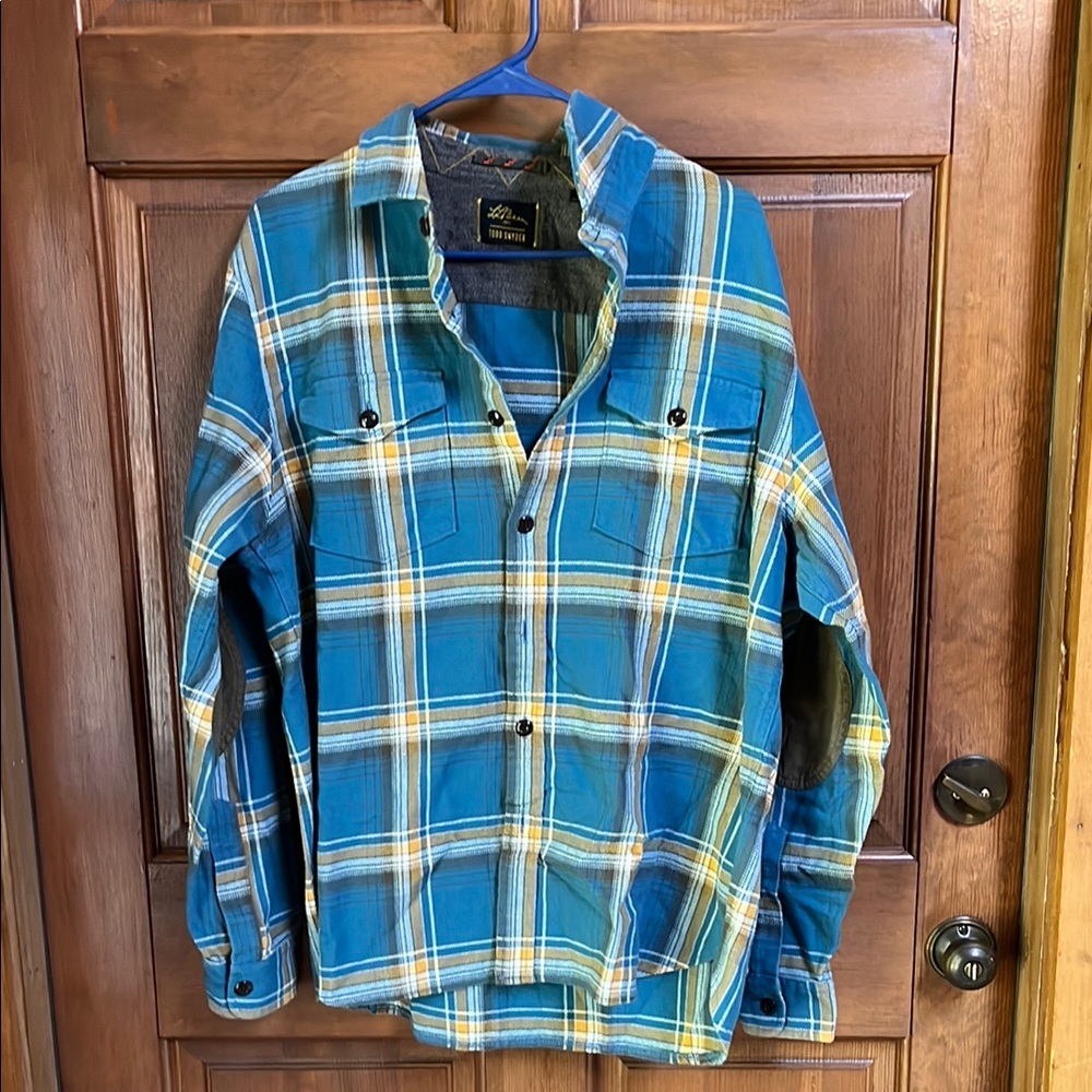 LL Bean & Todd Snyder Blue and Yellow Casual Button Down Shirt Size Large